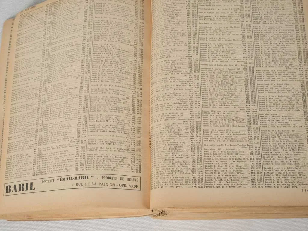 1949 French Telephone Directory for the Paris Region – Annuaire Officiel des Abonnés au Téléphone