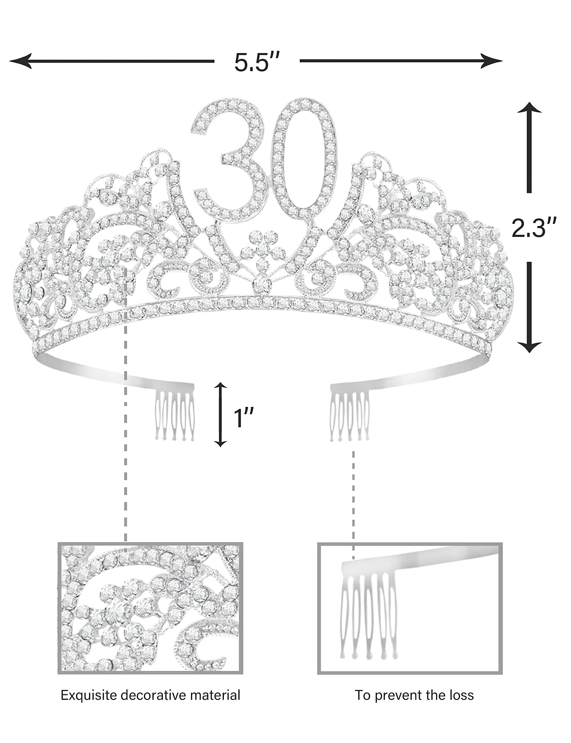 30th Birthday Gifts for Womens, 30th Birthday Tiara and Sash, 30th Birthday Decorations