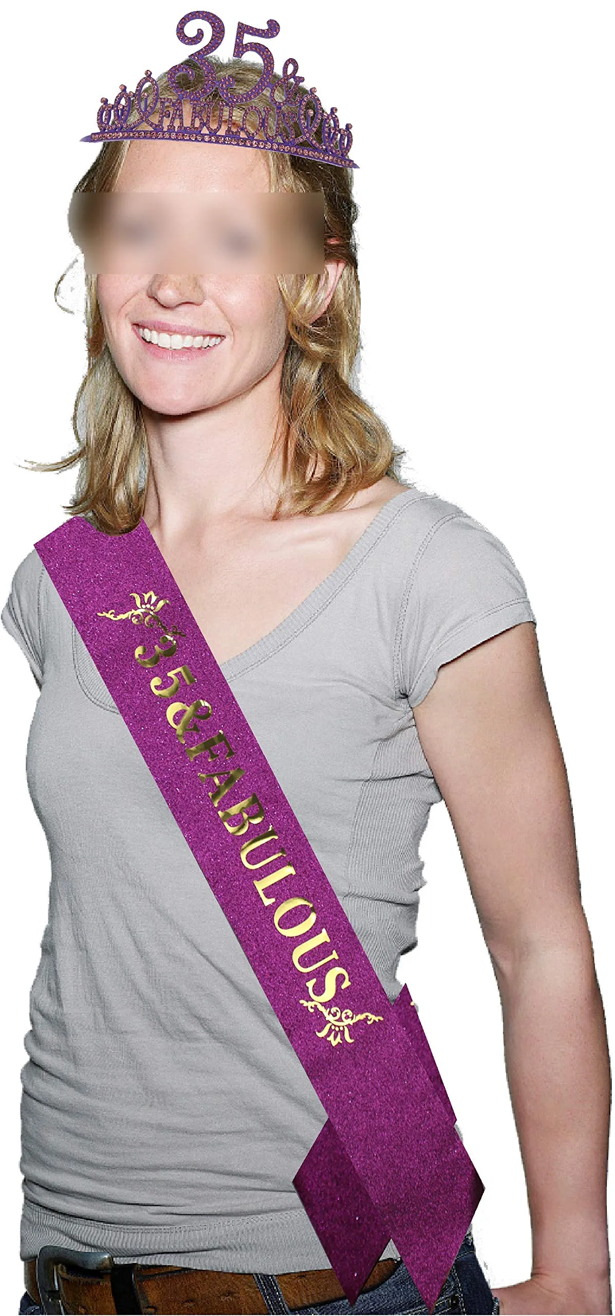 35th Birthday Gifts for Women, 35th Birthday Crown and Sash for Women, 35th Birthday