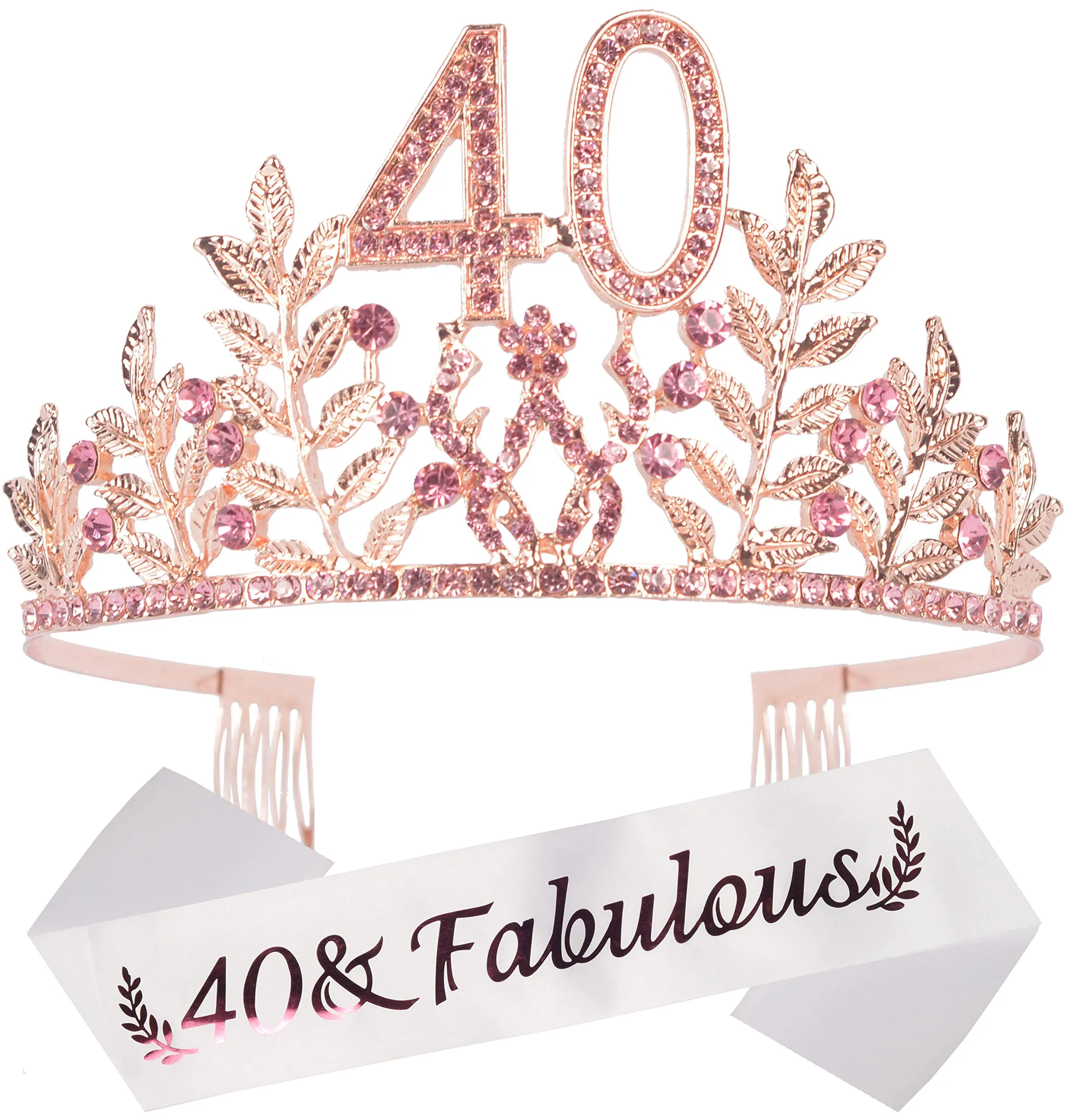 40th Birthday Gifts for Women, 40th Birthday Tiara and Sash, 40 Fabulous Sash and Crystal