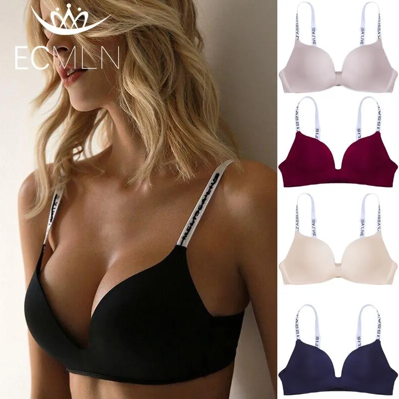 75-85 A/B Cup Women Wireless Bras Seamless Letter Straps Bra Sexy Lingerie Adjustable Push Up Bralette