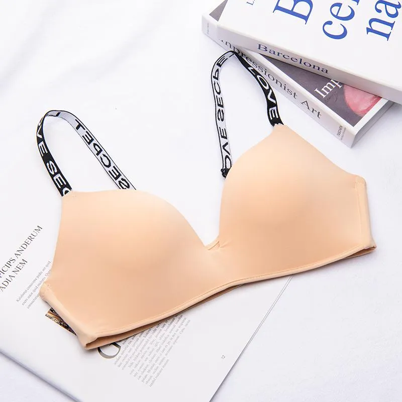 75-85 A/B Cup Women Wireless Bras Seamless Letter Straps Bra Sexy Lingerie Adjustable Push Up Bralette