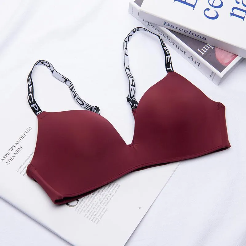 75-85 A/B Cup Women Wireless Bras Seamless Letter Straps Bra Sexy Lingerie Adjustable Push Up Bralette