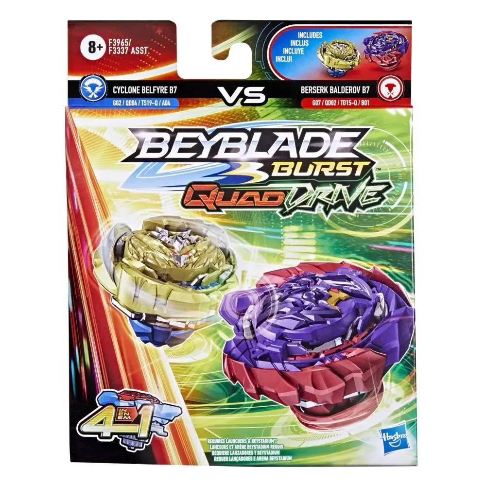 Beyblade Burst QuadDrive Berserk Balderov B7 and Cyclone Belfyre B7 Spinning Top Dual Pack for Kids Ages 8 and Up