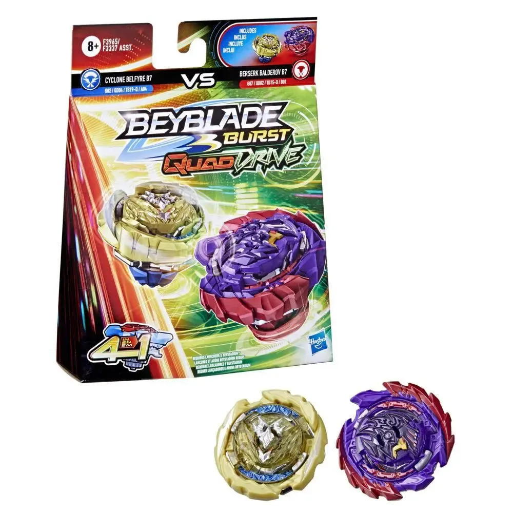 Beyblade Burst QuadDrive Berserk Balderov B7 and Cyclone Belfyre B7 Spinning Top Dual Pack for Kids Ages 8 and Up