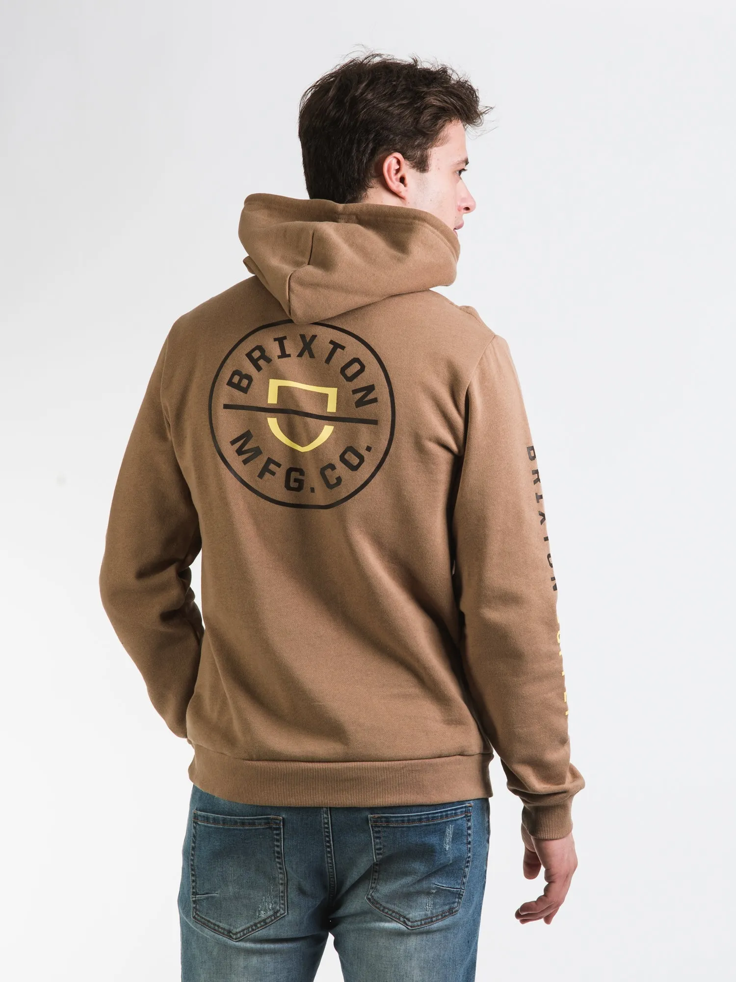 BRIXTON CREST PULL OVER HOODIE MOJAVE LIMELIGHT - CLEARANCE