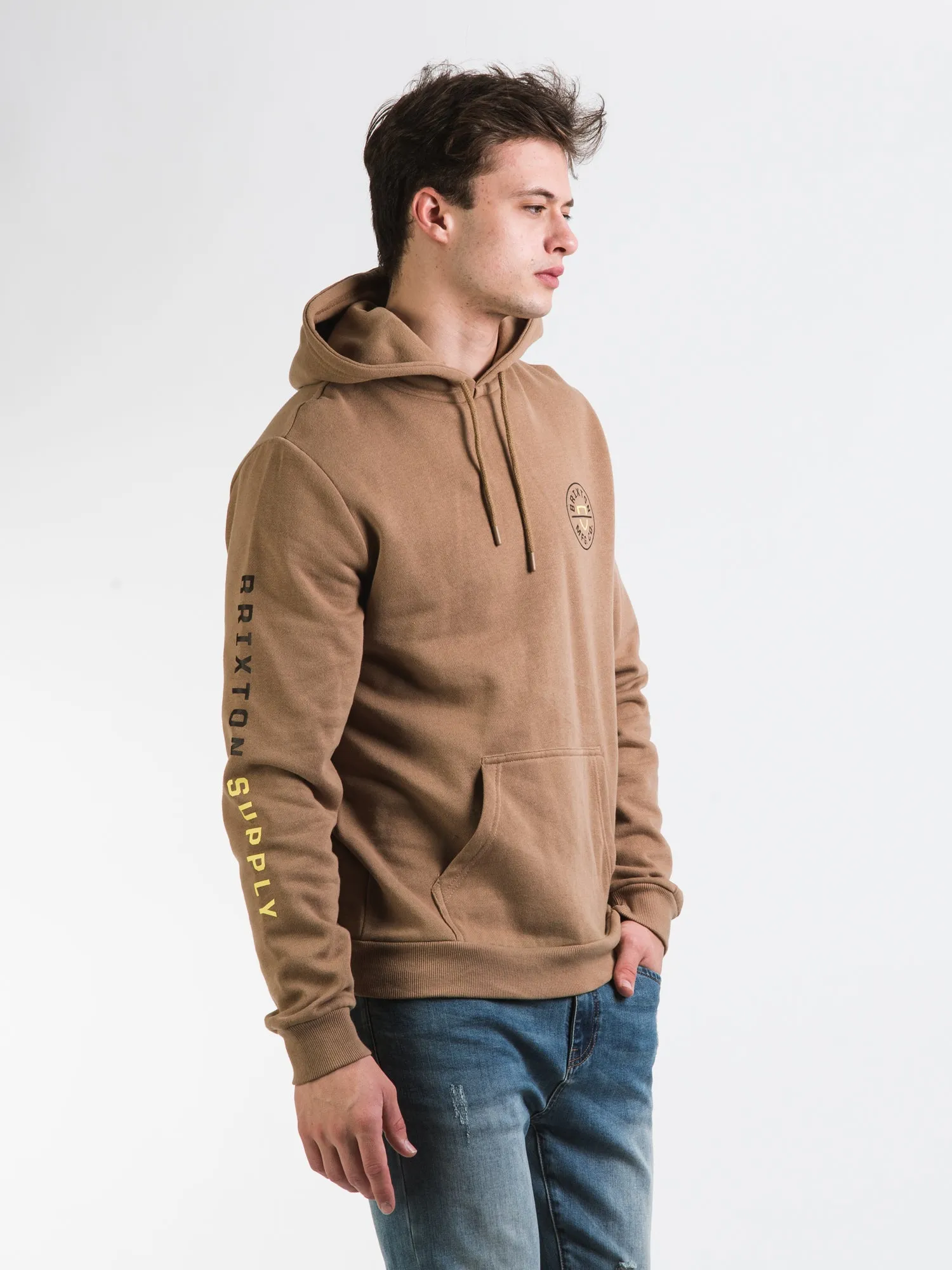 BRIXTON CREST PULL OVER HOODIE MOJAVE LIMELIGHT - CLEARANCE