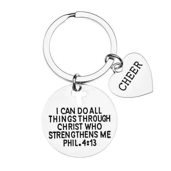 Cheer I Can Do All Things Through Christ Who Strengthens Me Phil. 4:13 Charm Keychain