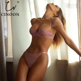 CINOON Lingerie Women's Underwear Set Sexy Lace Erotic Brassiere Female Underwear Lace Bra Panties G-String Bra & Brief Sets