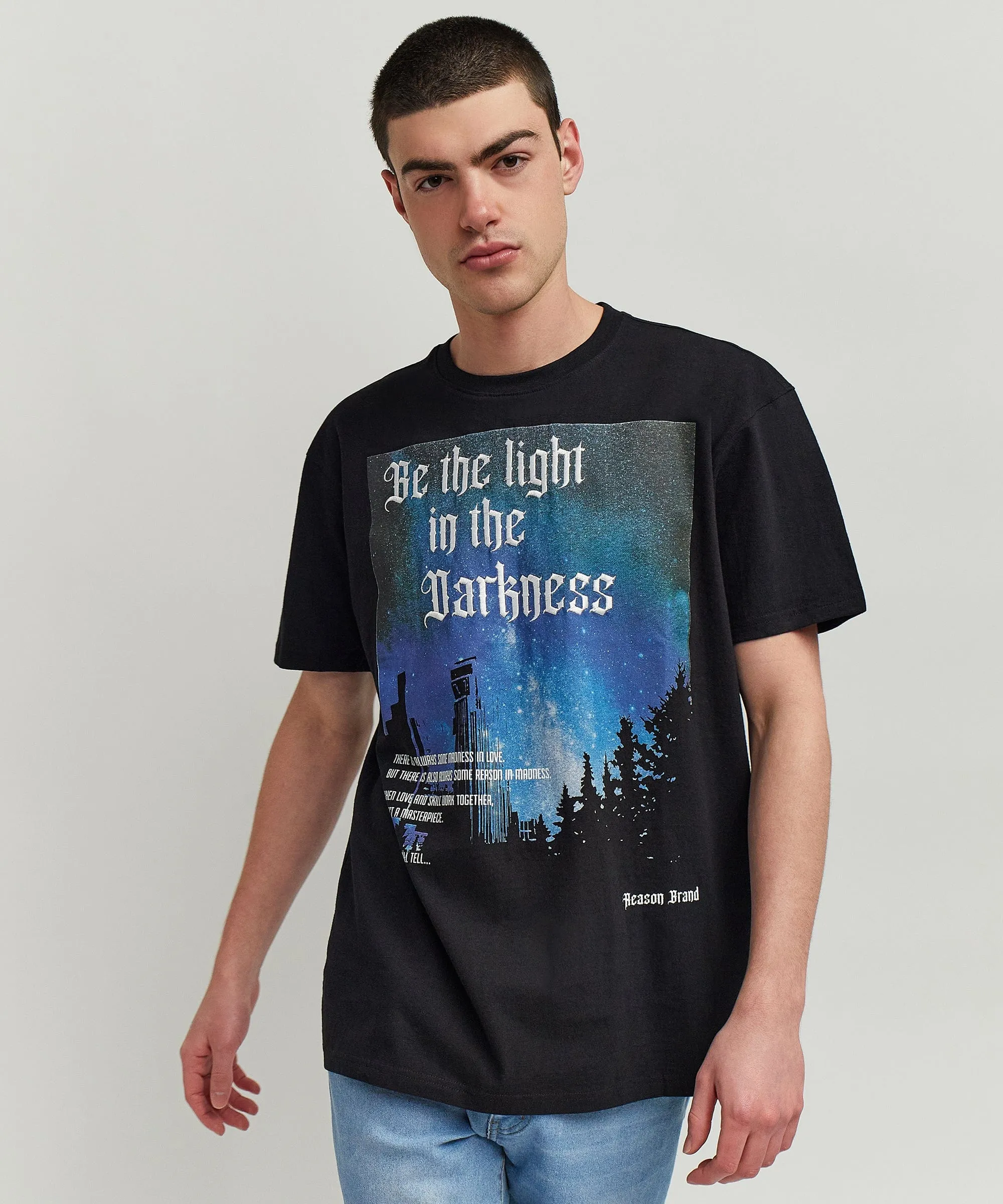 Darkness Short Sleeve Graphic Print Tee - Black