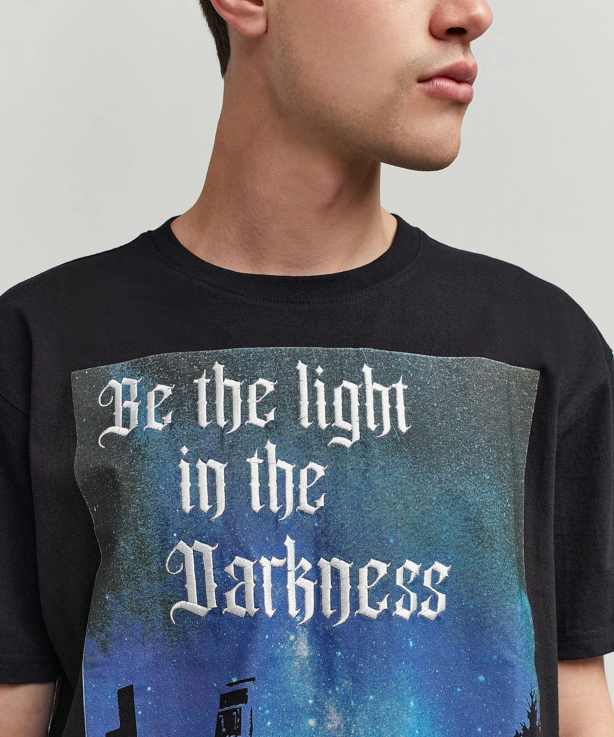 Darkness Short Sleeve Graphic Print Tee - Black