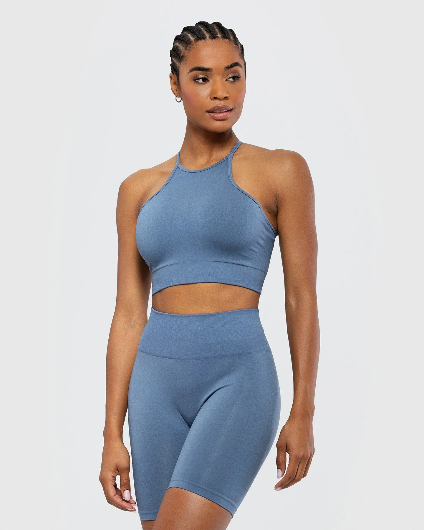 Define Seamless High Neck Bra | Smoke Blue