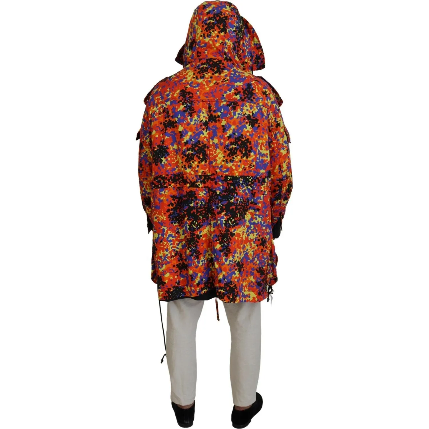 Dsquared² Multicolor Long Hooded Cargo Pocket Coat Jacket