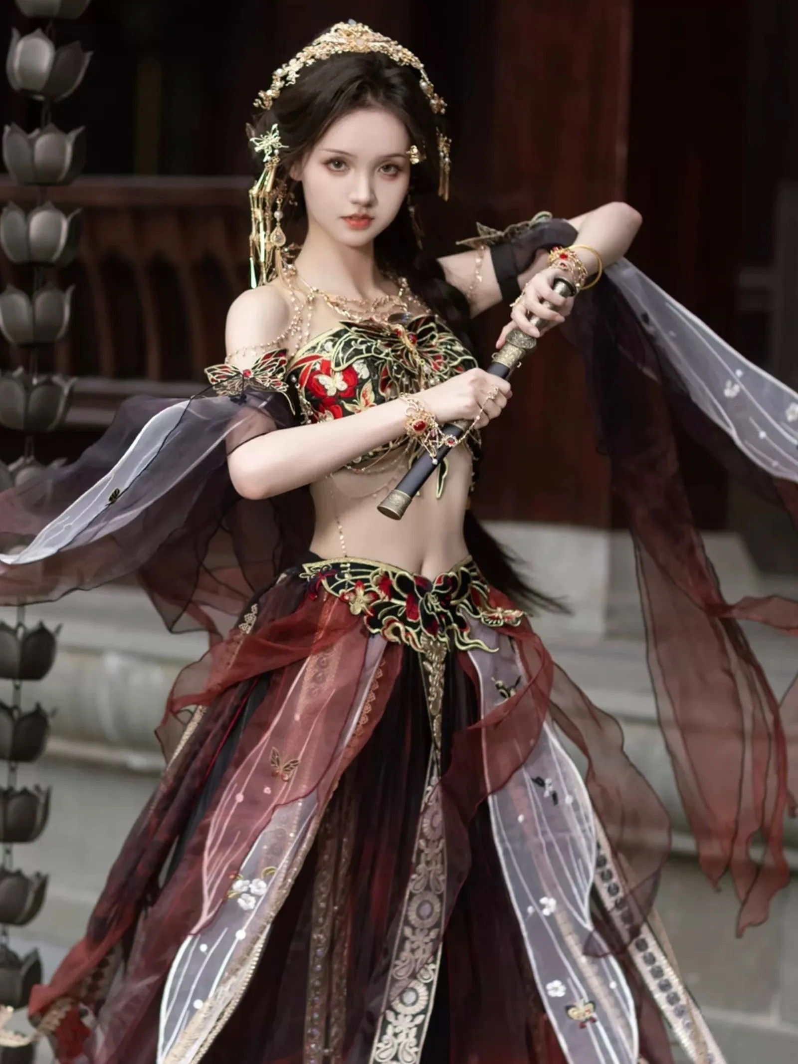 Dunhuang Fairies, Feitian Style Hanfu, Nether Butterflies in Mocha 蝴蝶异域 (Preorder)