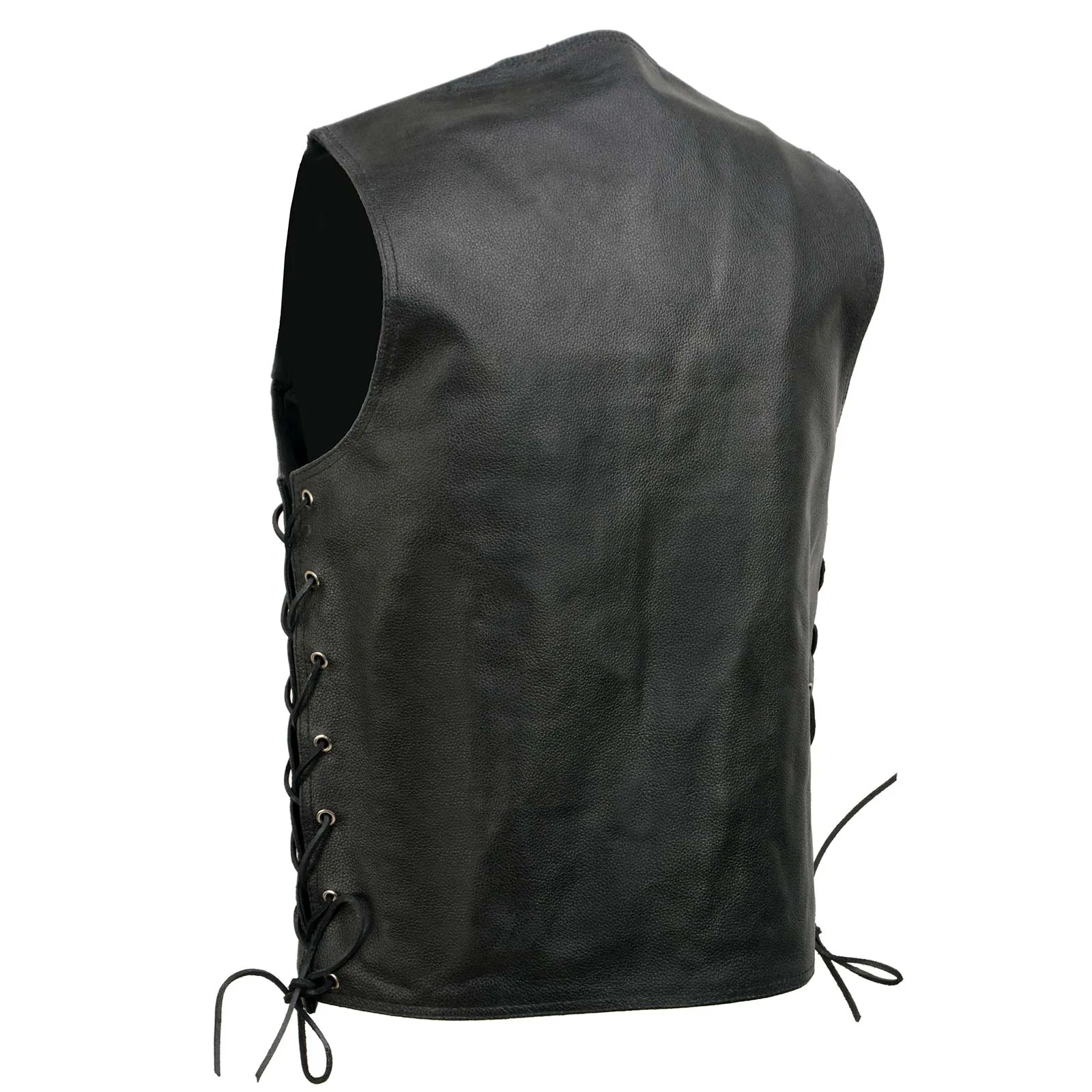 Event Leather EL5360 Black Motorcycle Leather Vest with Denim Style