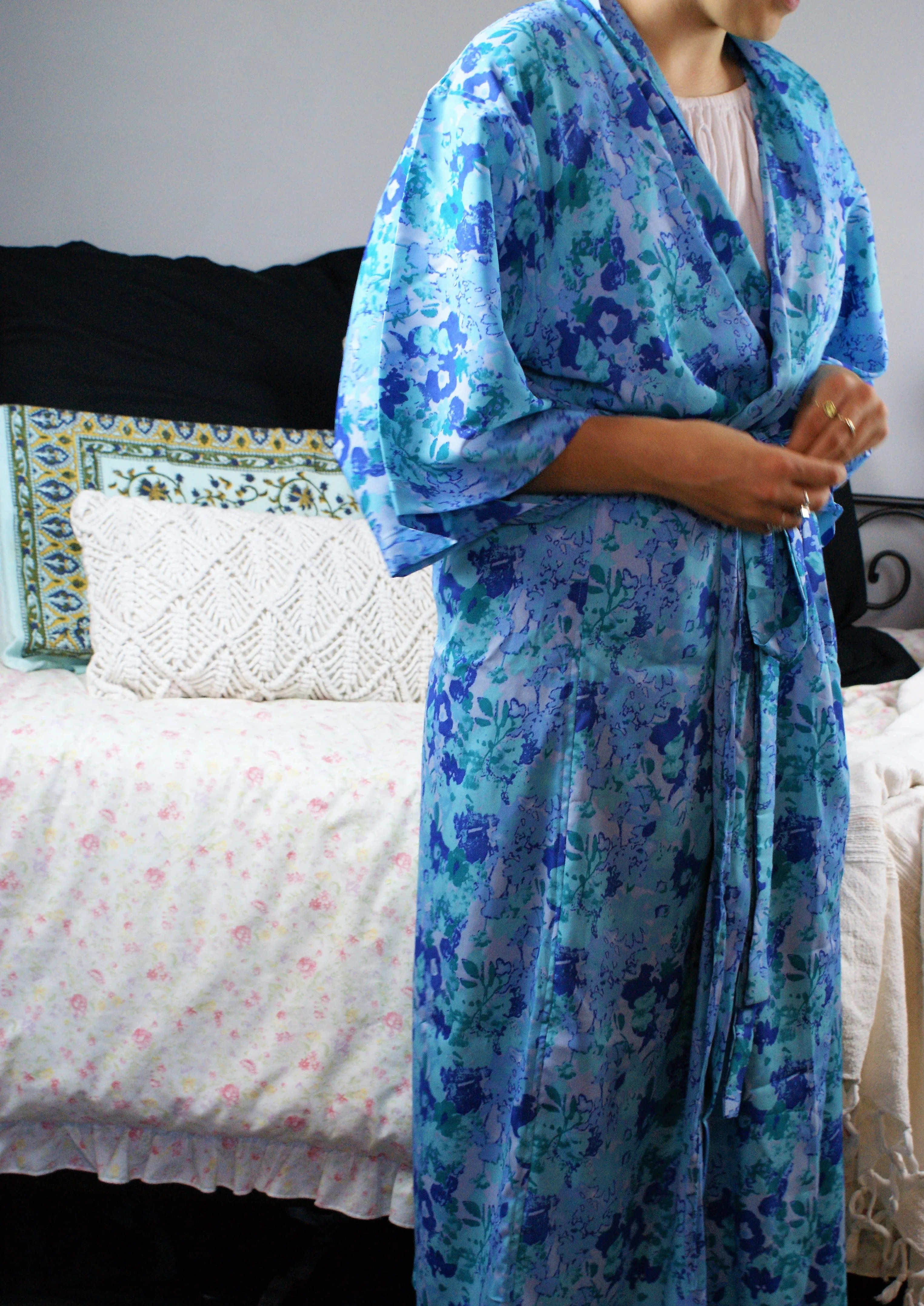 Fair Trade Floral Blues Robe