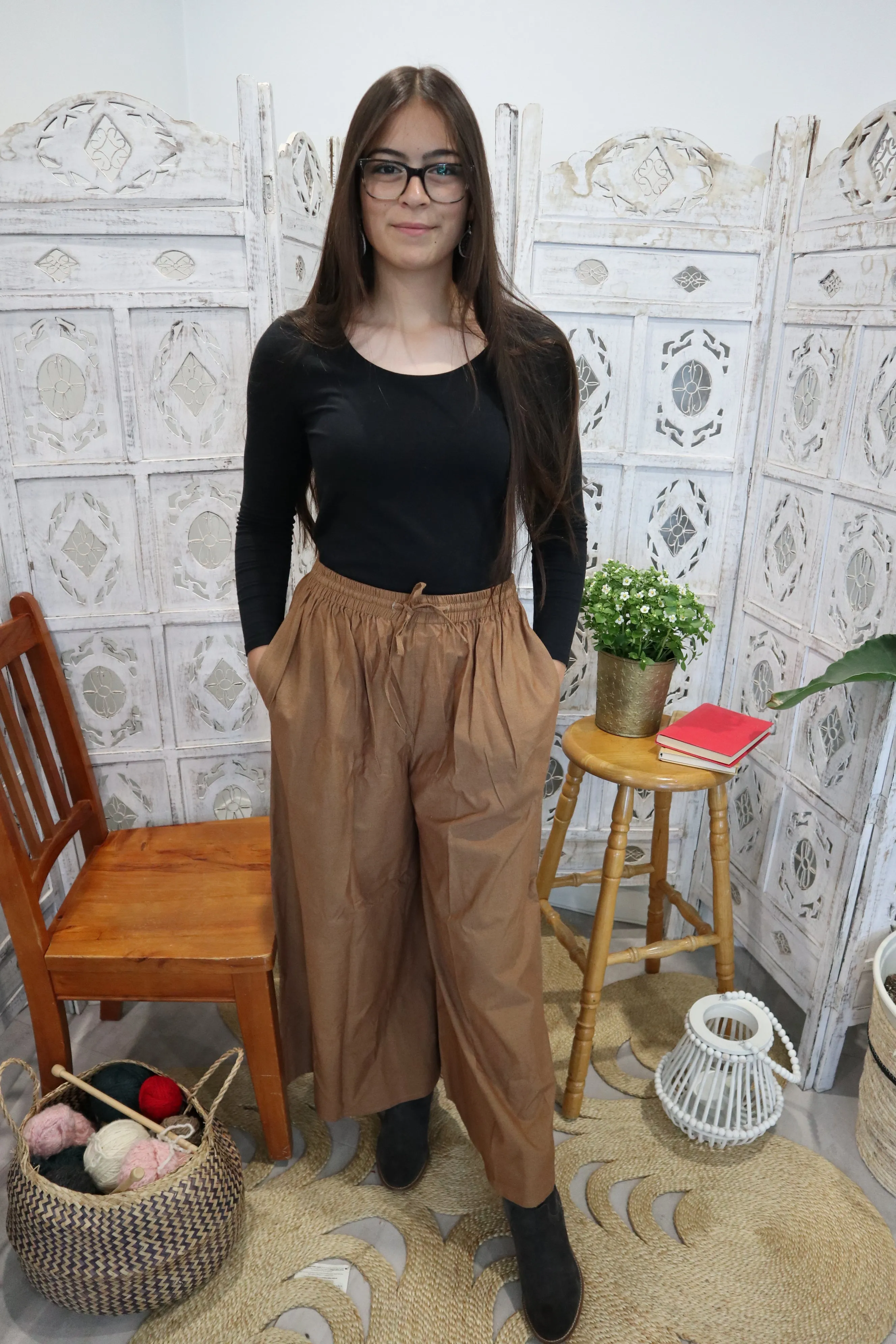 Fair Trade Palazzo Pants Light Brown