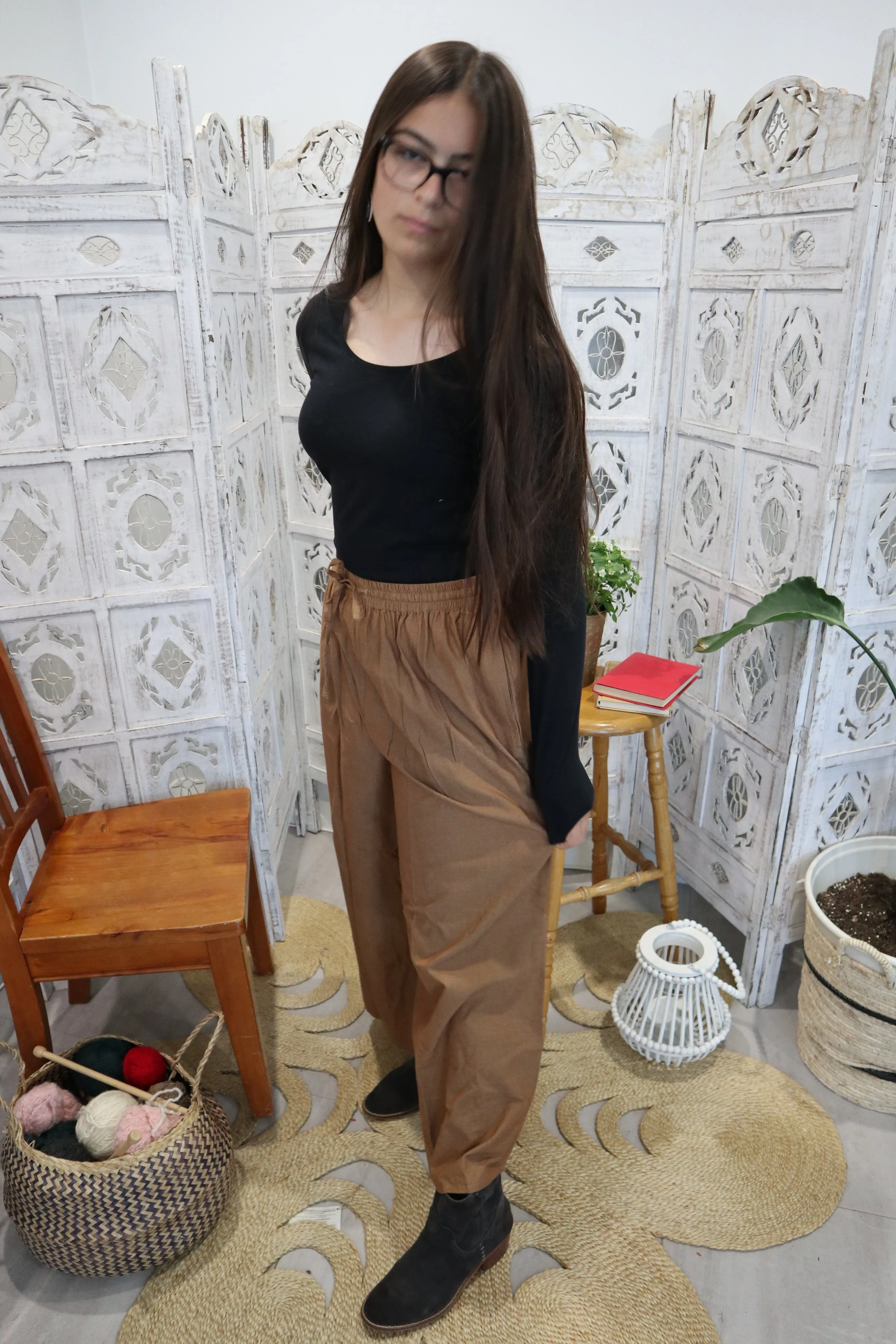 Fair Trade Palazzo Pants Light Brown