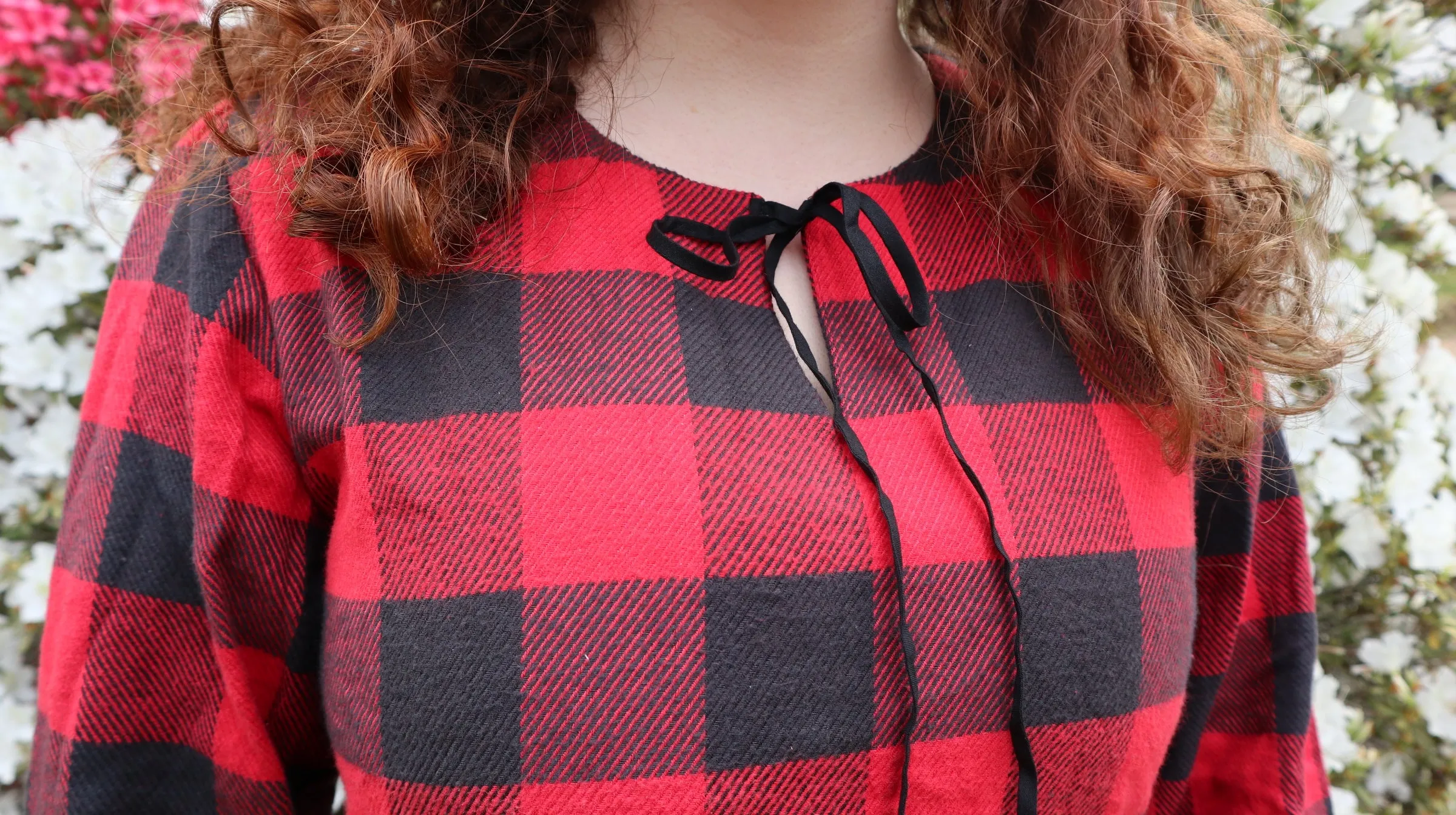 Fair Trade Red and Black Checkered Puffed Sleeve Twill Dress