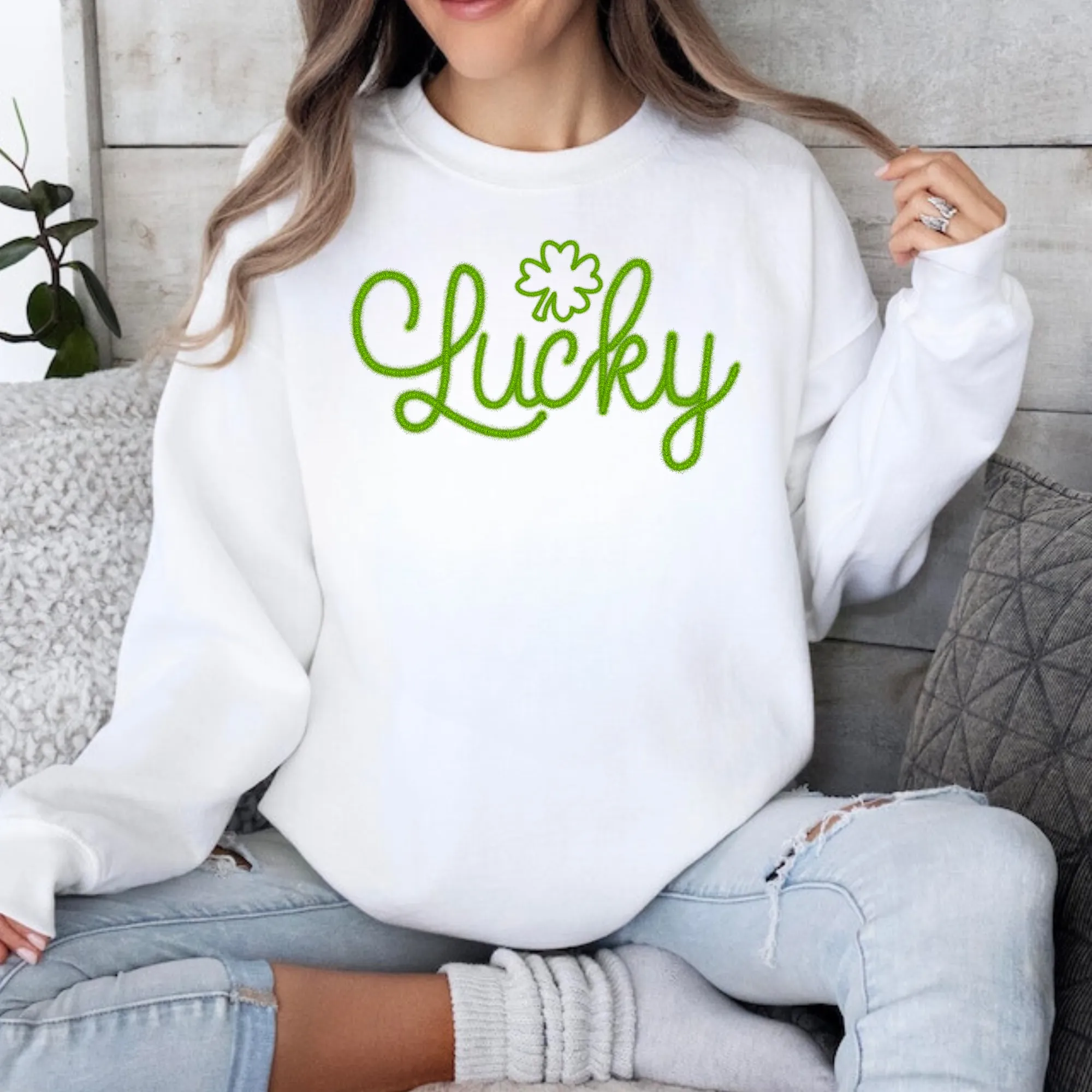 Faux Tinsel Lucky St. Patrick's Day Sweatshirt