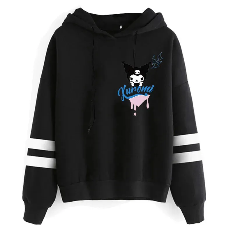 Funny Fashion Clothes Kuromi Hoodie Sanrio Kuromi Women Manga Sweatshirt  Harajuku Female Hoodies Hoody Sweatshirts