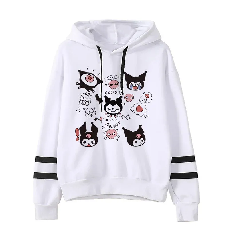 Funny Fashion Clothes Kuromi Hoodie Sanrio Kuromi Women Manga Sweatshirt  Harajuku Female Hoodies Hoody Sweatshirts