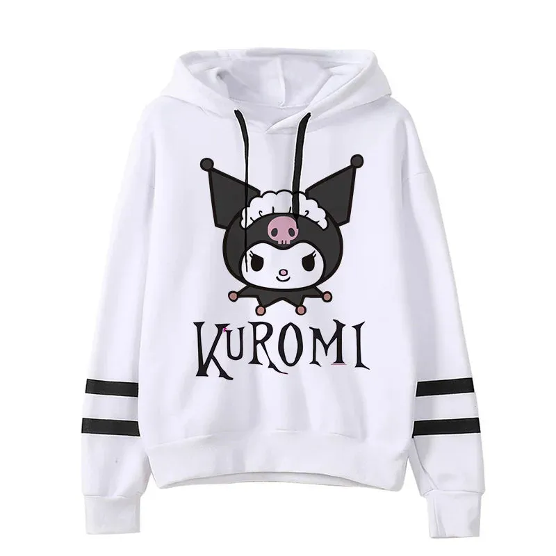 Funny Fashion Clothes Kuromi Hoodie Sanrio Kuromi Women Manga Sweatshirt  Harajuku Female Hoodies Hoody Sweatshirts