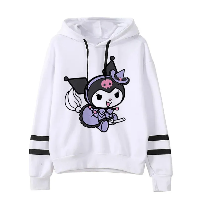 Funny Fashion Clothes Kuromi Hoodie Sanrio Kuromi Women Manga Sweatshirt  Harajuku Female Hoodies Hoody Sweatshirts