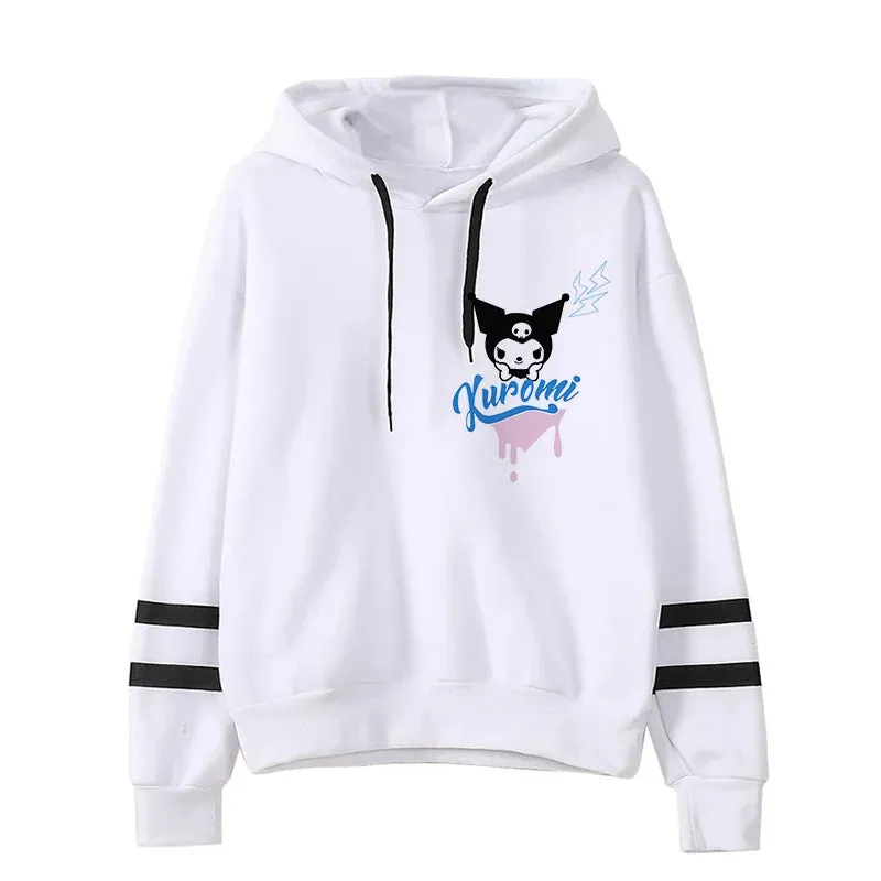 Funny Fashion Clothes Kuromi Hoodie Sanrio Kuromi Women Manga Sweatshirt  Harajuku Female Hoodies Hoody Sweatshirts