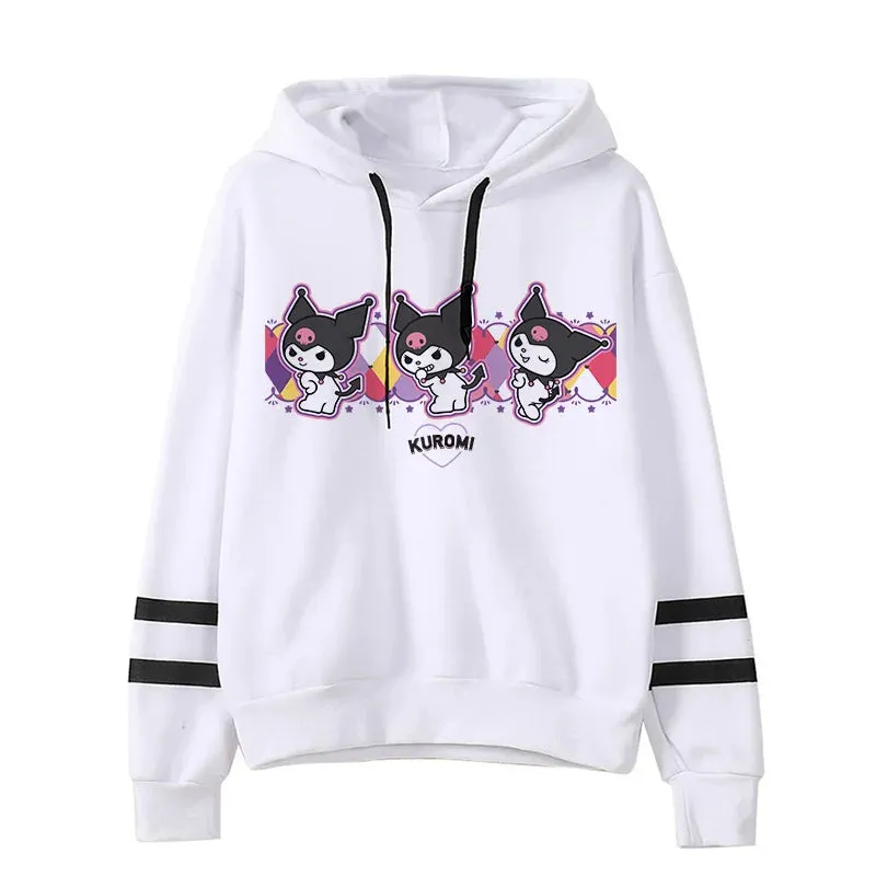 Funny Fashion Clothes Kuromi Hoodie Sanrio Kuromi Women Manga Sweatshirt  Harajuku Female Hoodies Hoody Sweatshirts