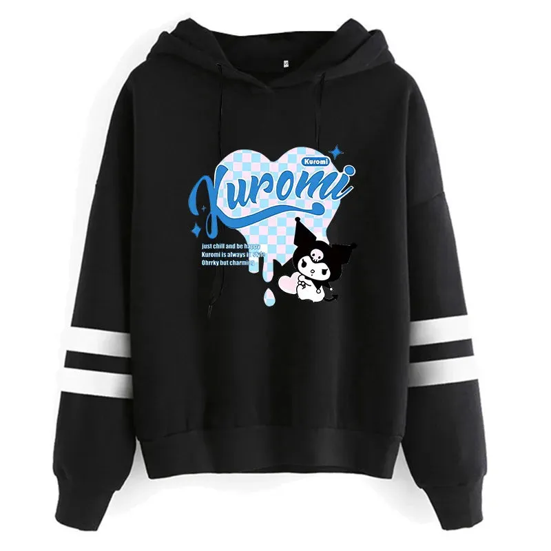 Funny Fashion Clothes Kuromi Hoodie Sanrio Kuromi Women Manga Sweatshirt  Harajuku Female Hoodies Hoody Sweatshirts