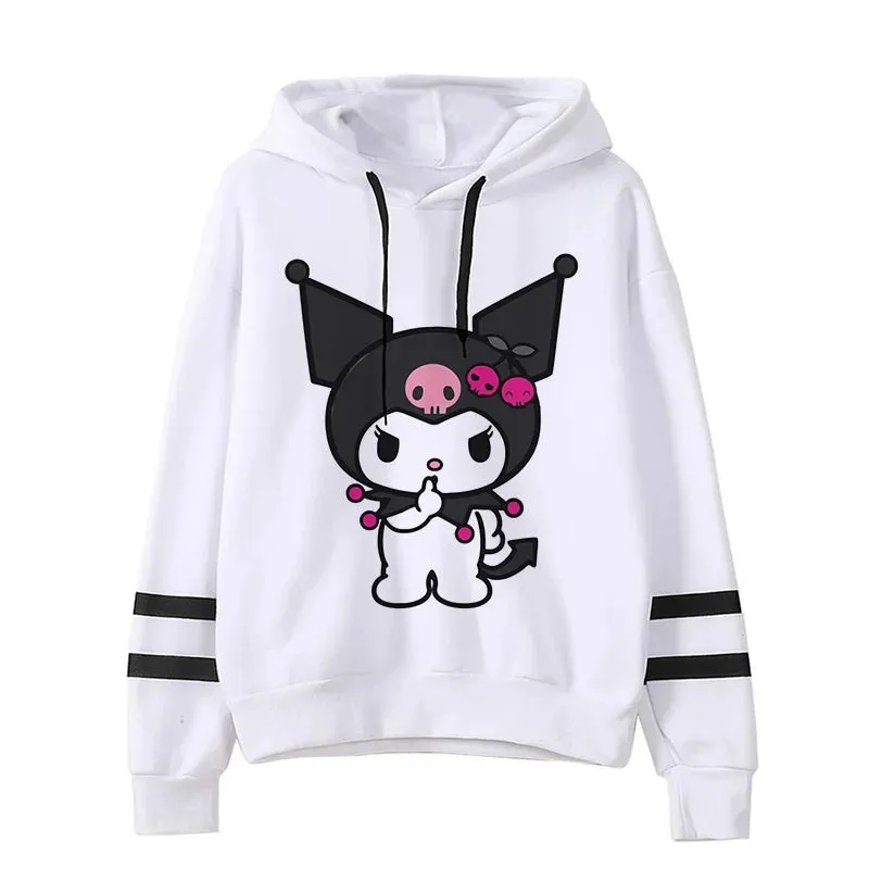 Funny Fashion Clothes Kuromi Hoodie Sanrio Kuromi Women Manga Sweatshirt  Harajuku Female Hoodies Hoody Sweatshirts