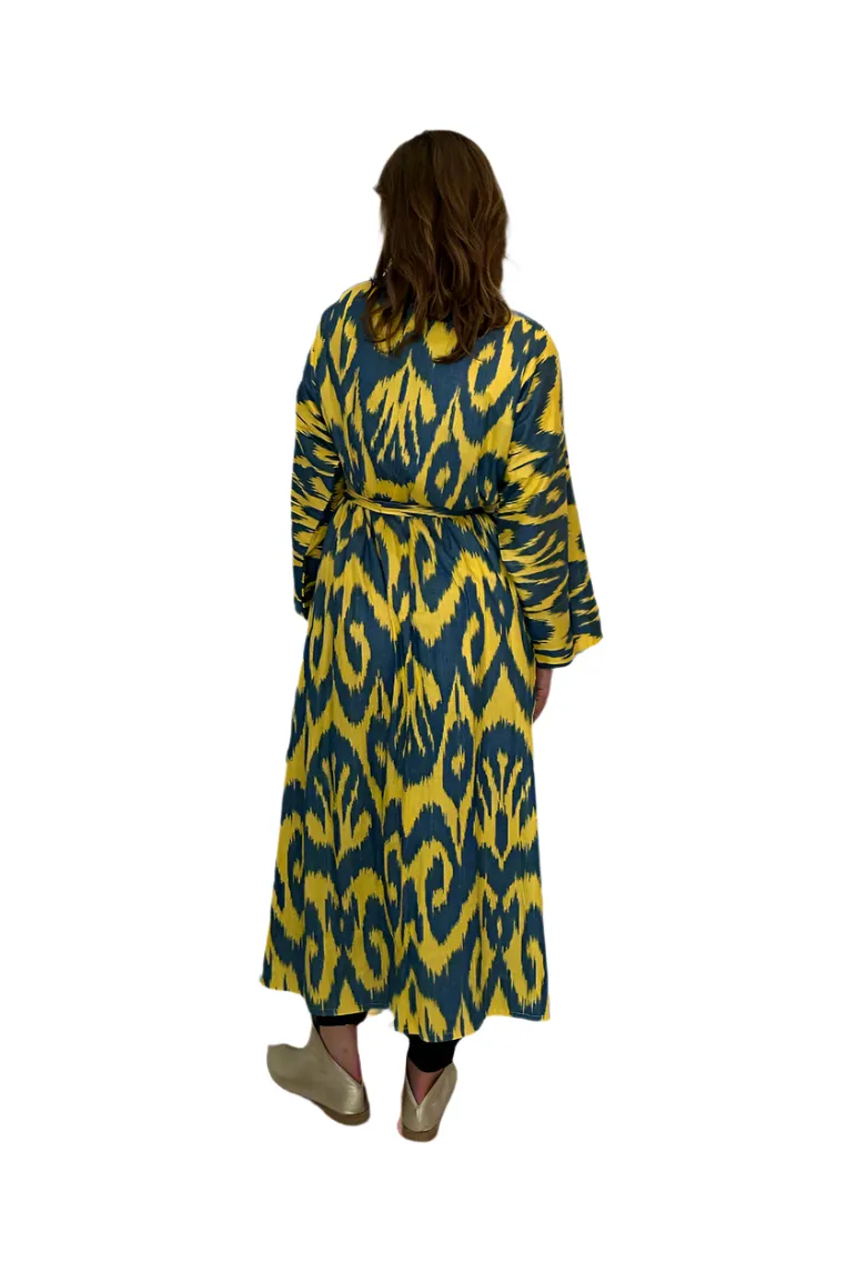 Ikat Robe with Belt Yellow