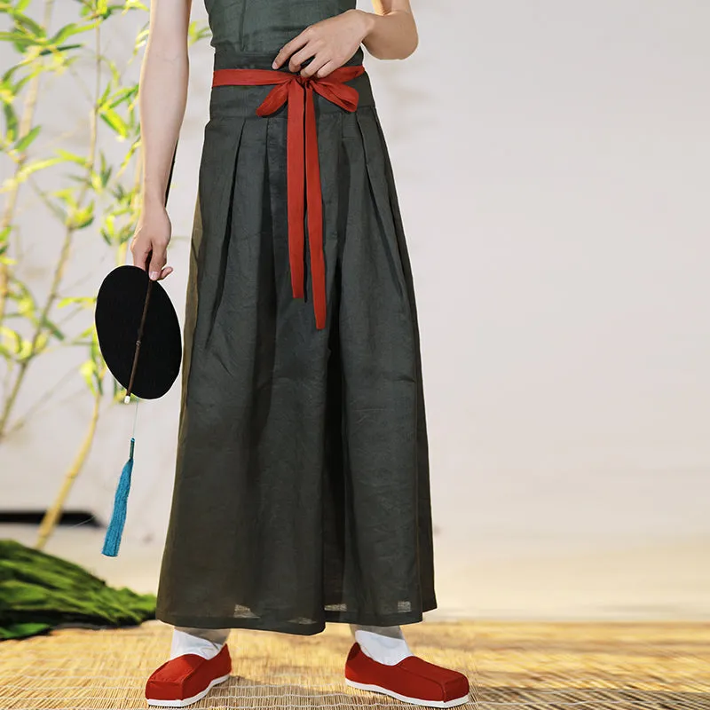 Kaidang Ku 开裆裤 Song Dynasty Men's & Unisex Ramie Plant Open-Crotch Wide Leg Trousers