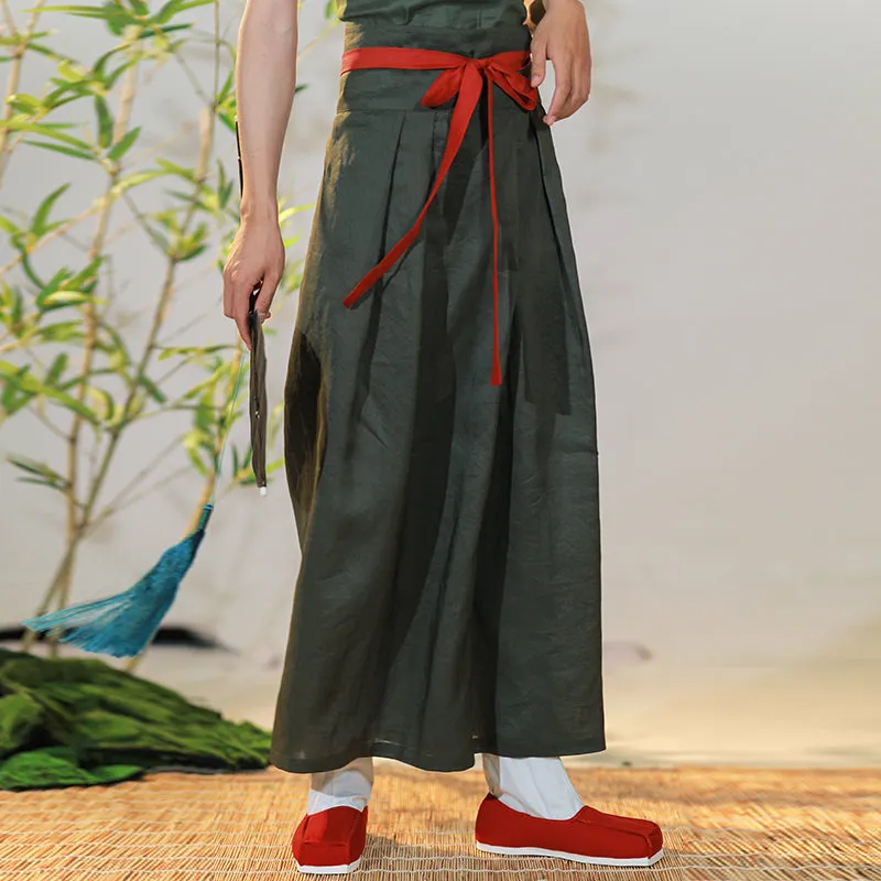 Kaidang Ku 开裆裤 Song Dynasty Men's & Unisex Ramie Plant Open-Crotch Wide Leg Trousers