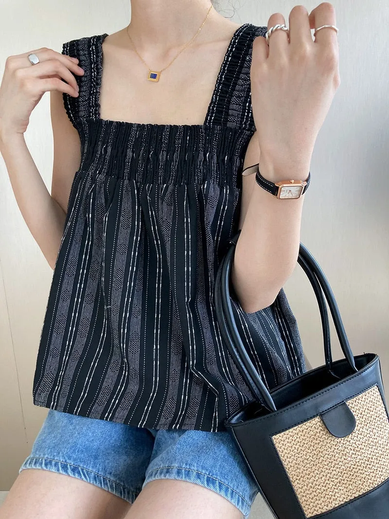 [Korean Style] 2 Color Square Neck Cotton Cami