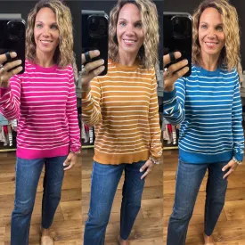 Latest News Striped Lightweight Crewneck Sweater - Multiple Options