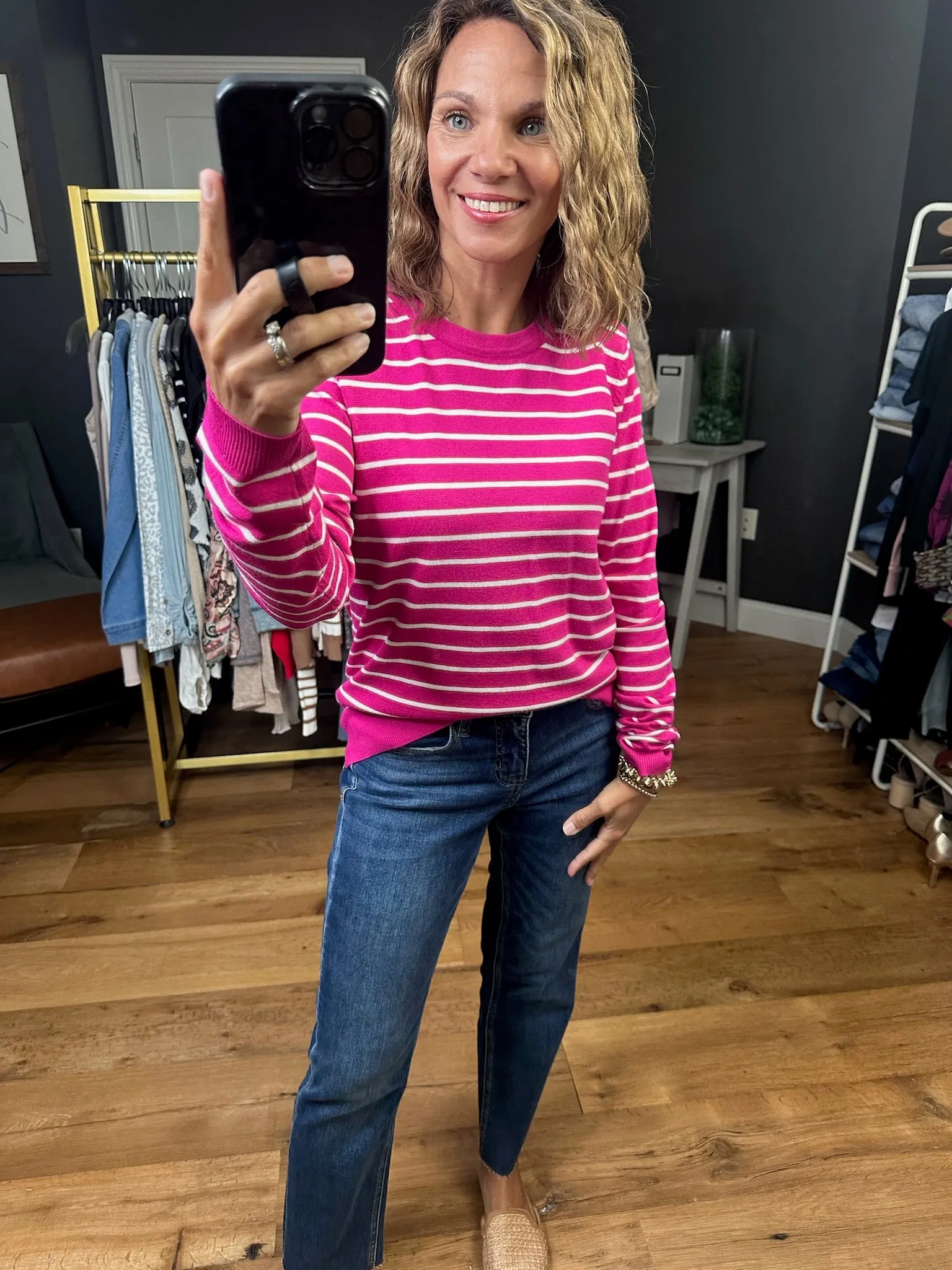 Latest News Striped Lightweight Crewneck Sweater - Multiple Options