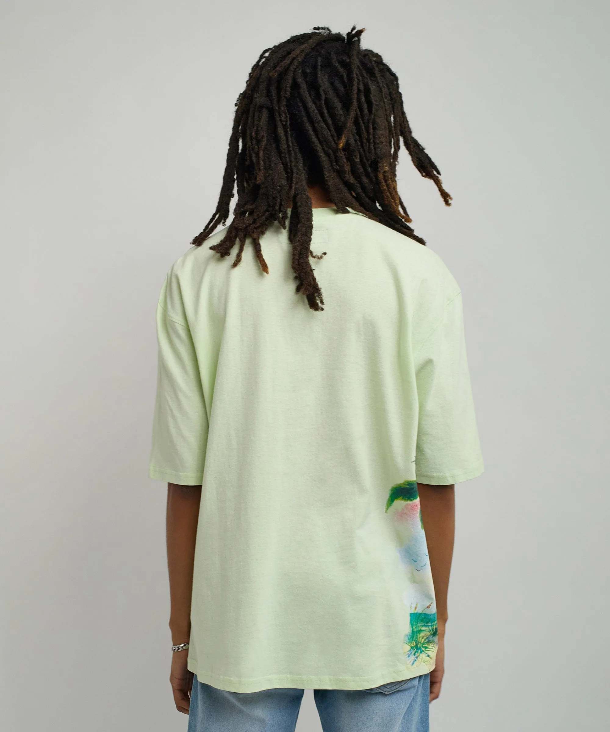 Luckier We Become Oversized Graphic Tee - Olive Green