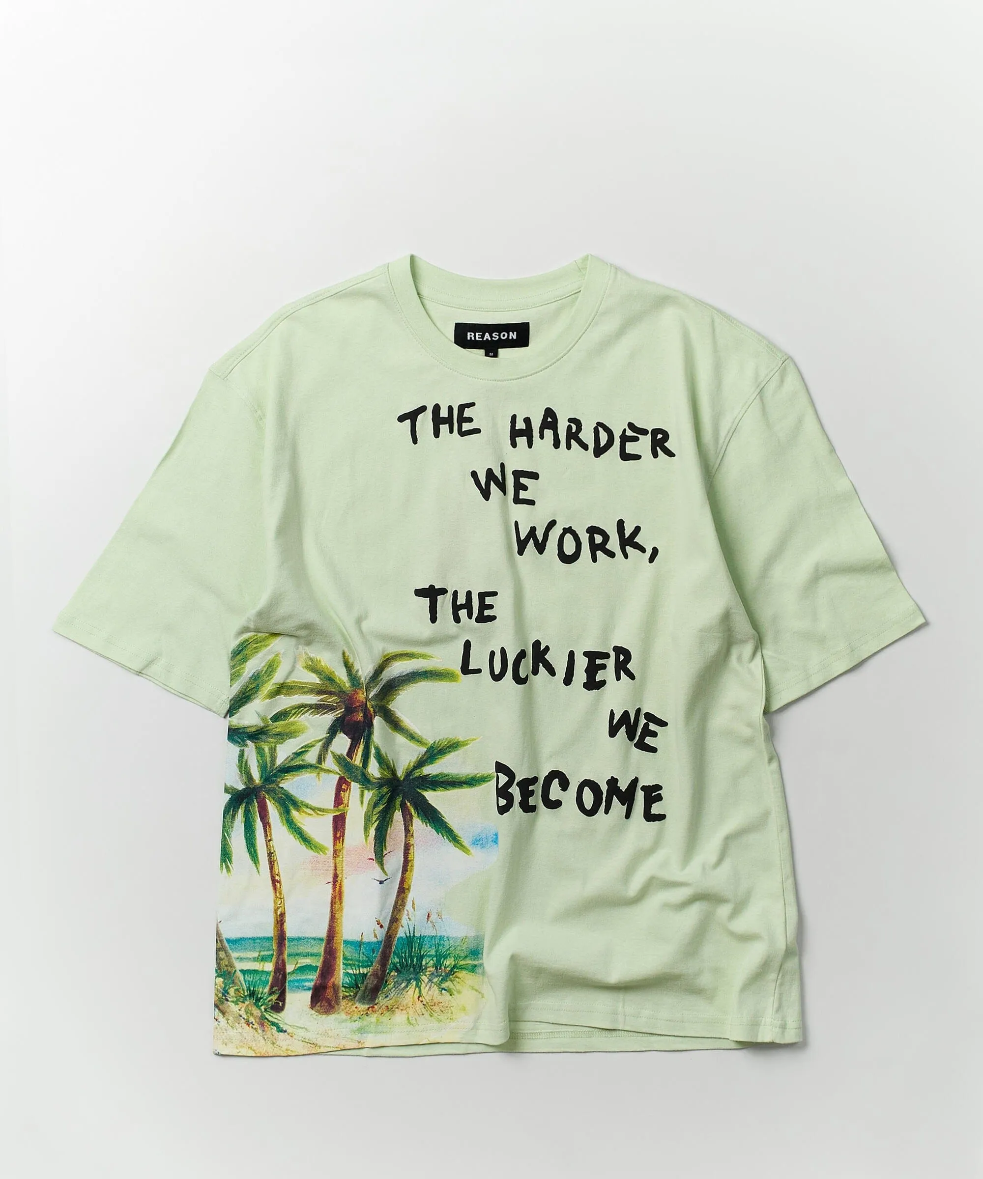 Luckier We Become Oversized Graphic Tee - Olive Green