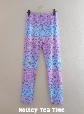 Milky pastel bat night leggings [made to order]