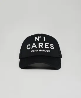 No1 Cares Print Trucker Hat - Black