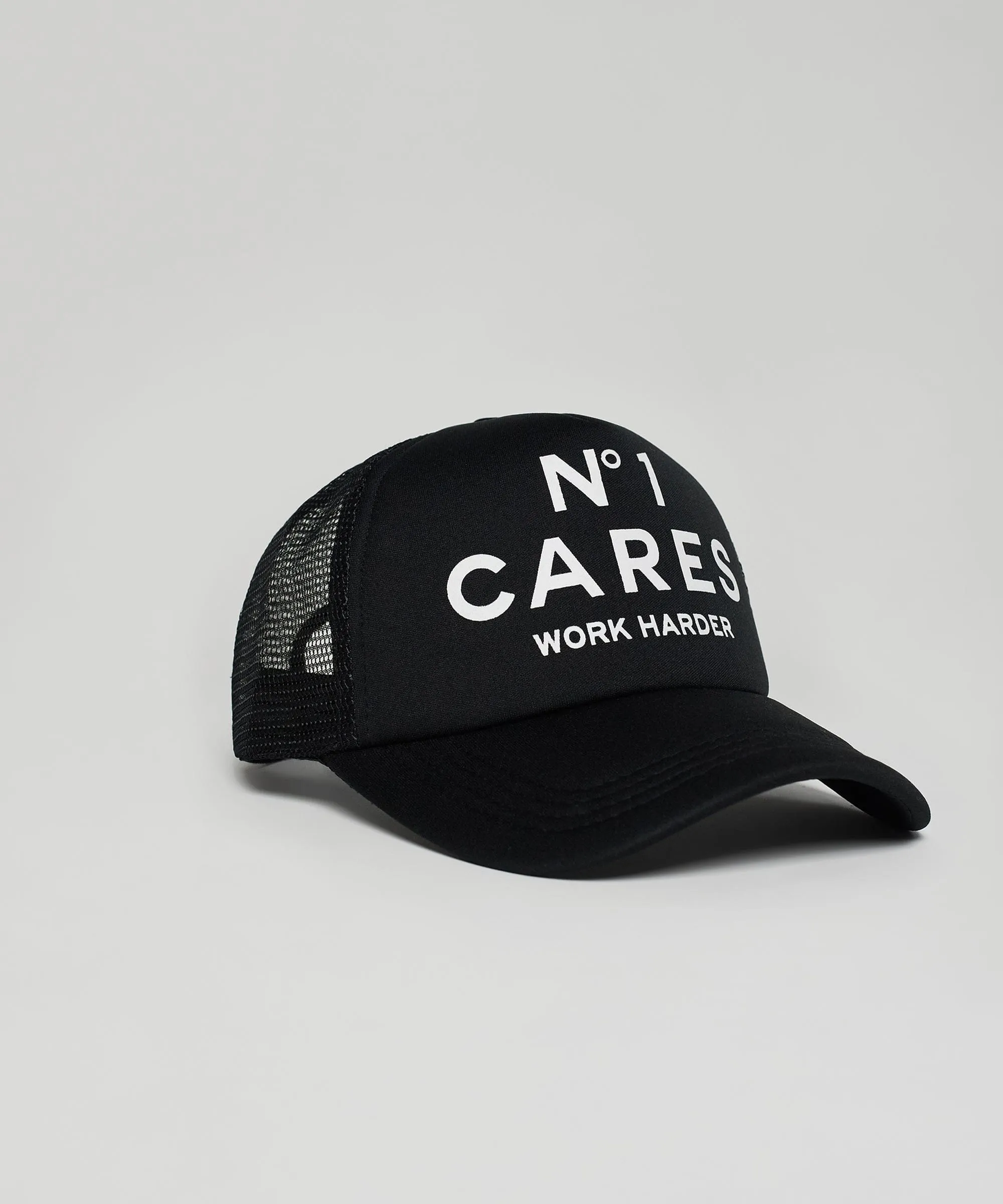 No1 Cares Print Trucker Hat - Black