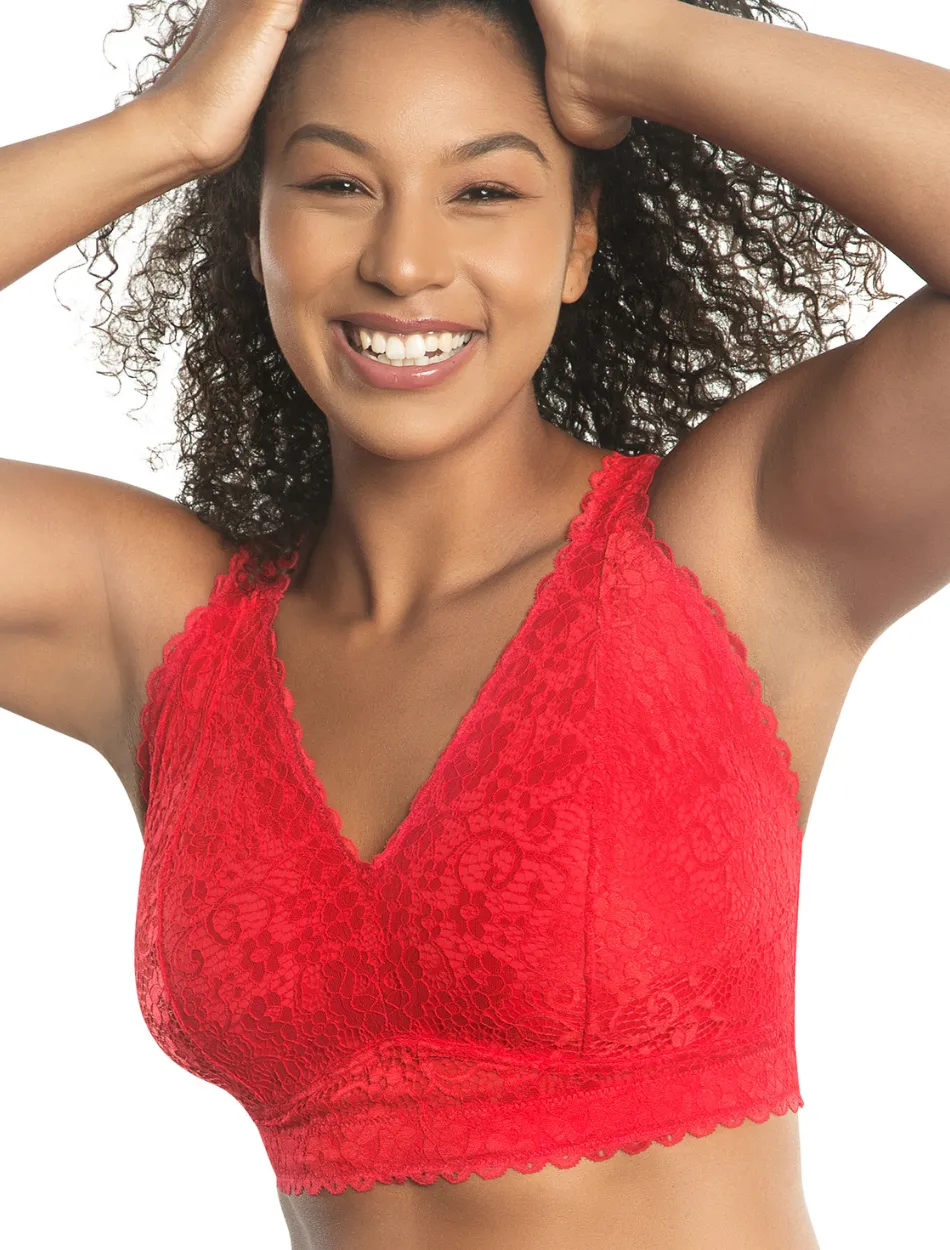 Parfait Adriana Bra Wirefree Bralette, Red | Racing Red Parfait Non-Wired Bralette | Red Lace Bralette | Red Lounge Bra