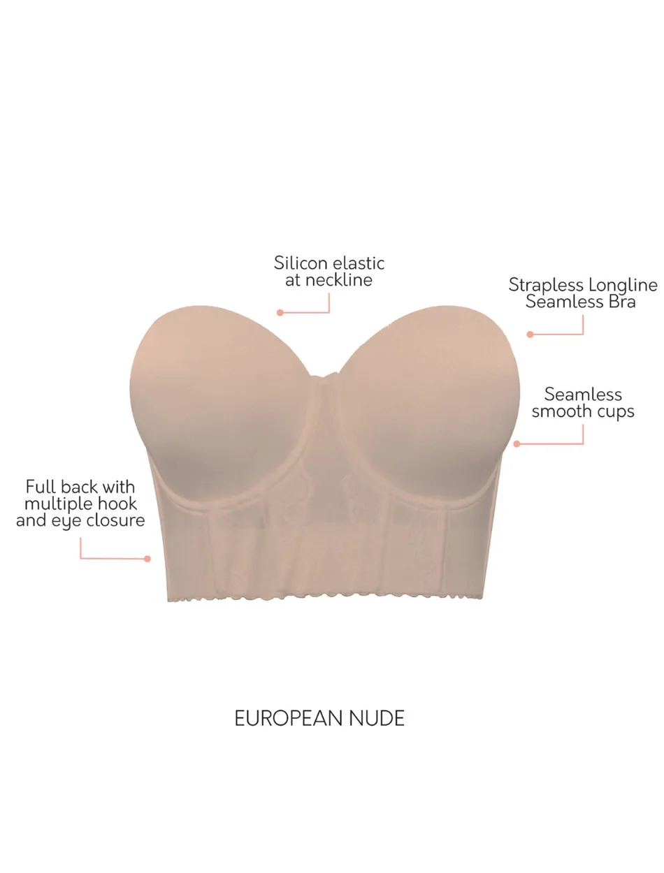 Parfait Elissa Longline Strapless Bustier, Beige | European Beige Strapless Bustier | Parfait Elissa Longline Strapless Bra