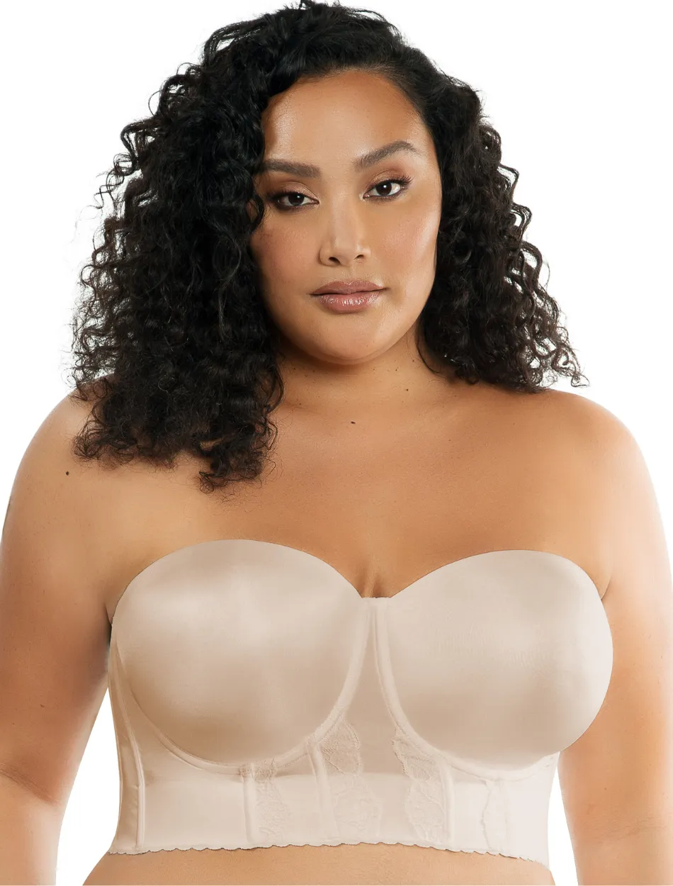 Parfait Elissa Longline Strapless Bustier, Beige | European Beige Strapless Bustier | Parfait Elissa Longline Strapless Bra