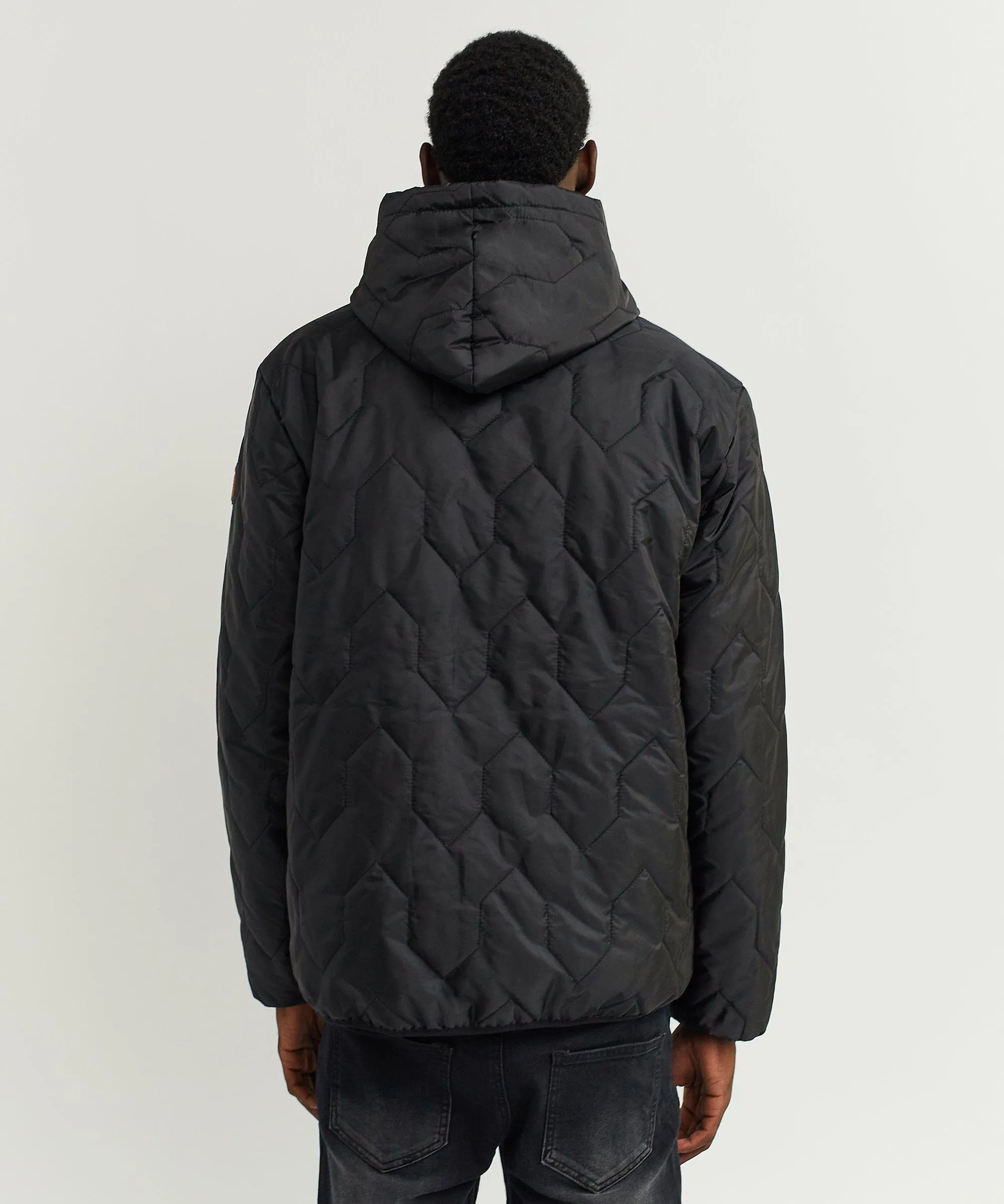 Quilted Hooded Jacket - Black