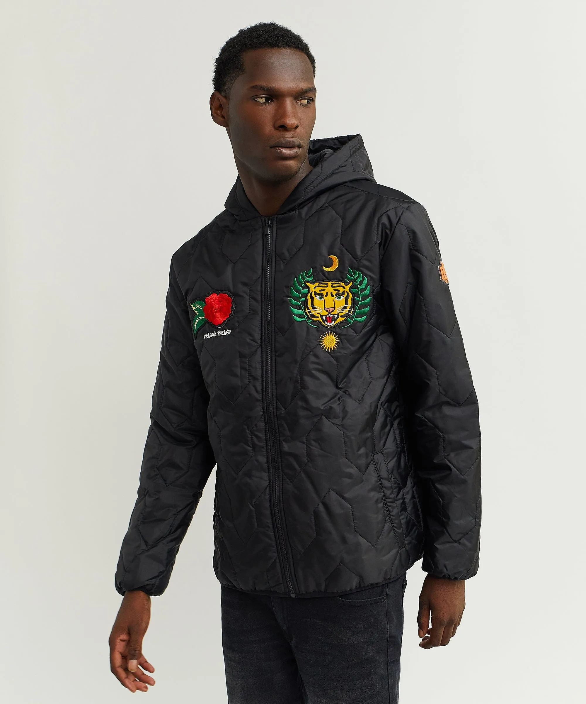 Quilted Hooded Jacket - Black