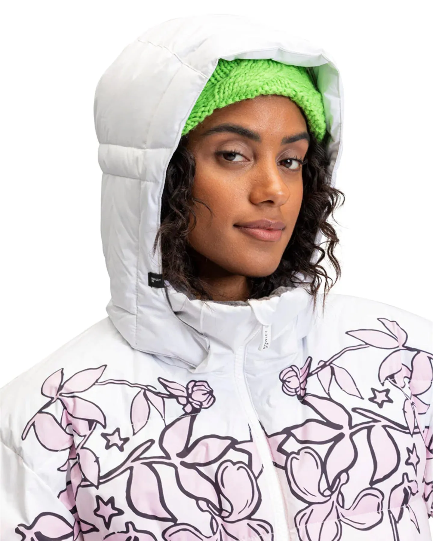 Roxy X Rowley Women's Technical Puffer Snow Jacket - Bright White / Laurel Floral