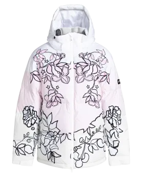 Roxy X Rowley Women's Technical Puffer Snow Jacket - Bright White / Laurel Floral